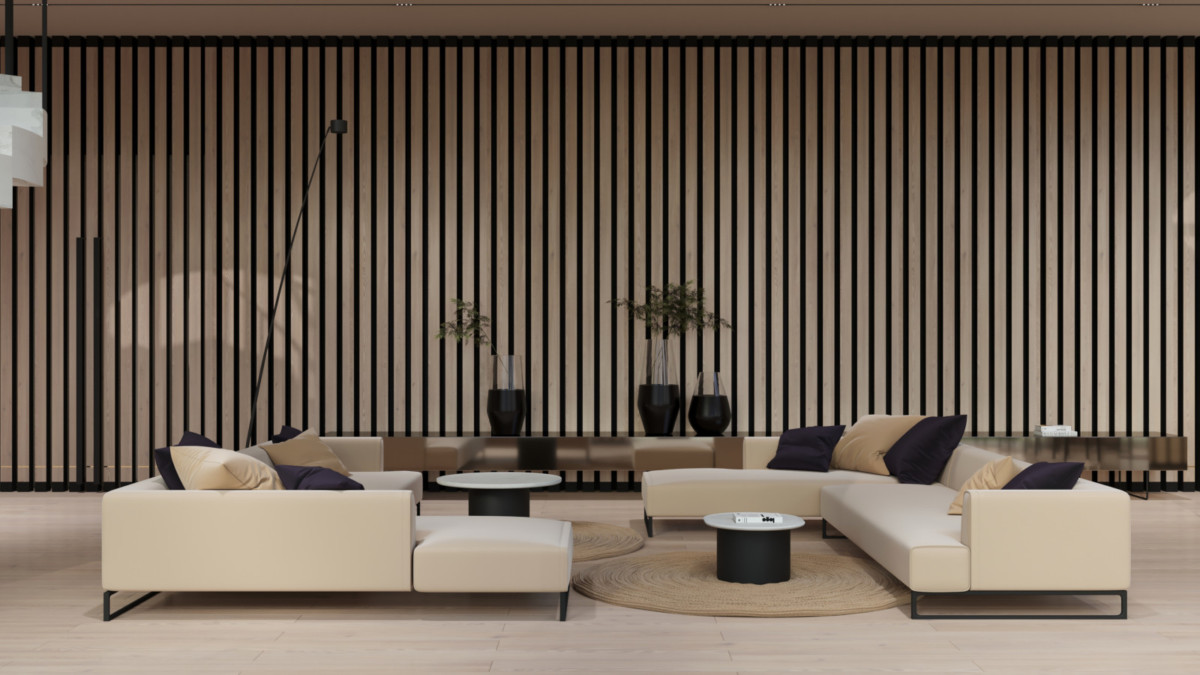 Гостиная комната в современно-минималистичном стиле от Дизайн студии Юрия Зименко