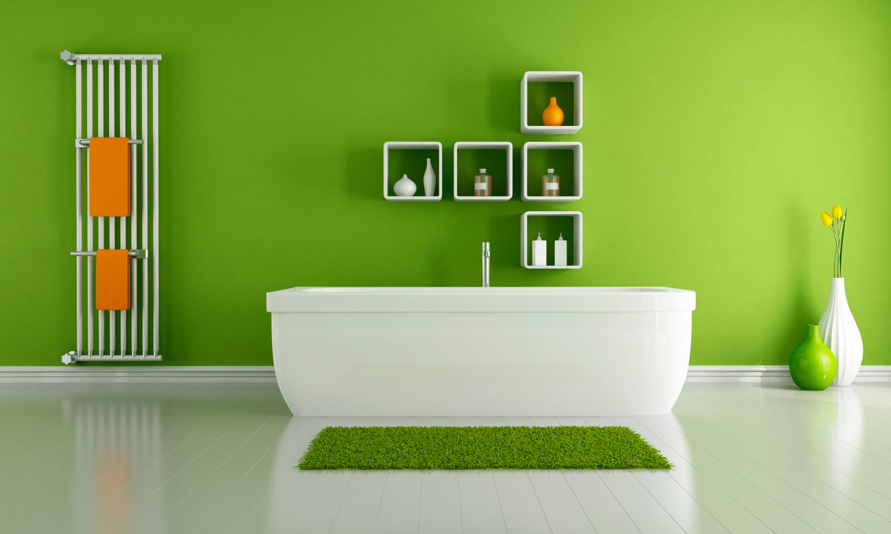 Покраска ванной комнаты в зеленый
